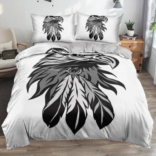 3D Eagle Custom Beddings Sets Comforter Covers Set Linens Bed Pillow Shames King Queen Full Twin Size Gray Bohemian Beddings