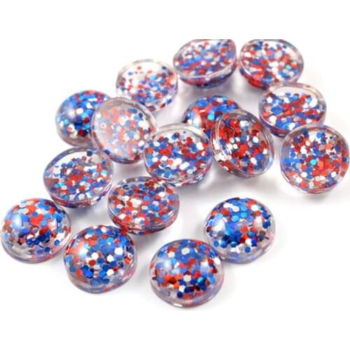 40pcs 12mm 10mm 8mm New Fashion blue and Red and Silver color Mix color Flat Back Resin Cabochons Cameo