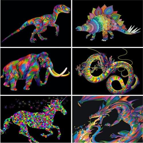 EverShine 5D DIY Diamond Painting Animals Picture Of Rhinestones Diamond Embroidery Elephant Mosaic Dinosaur Handmade Hobby