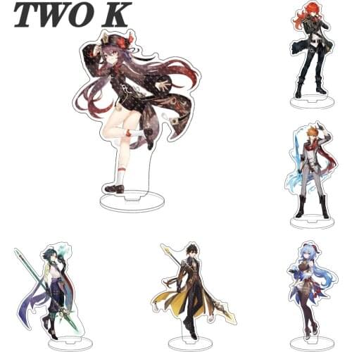 Anime Genshin Impact Mondstadt Theme Jean Lisa Acrylic Figure Stand Model Plate Desk Decor Standing Sign Keychain Xmas Gifts