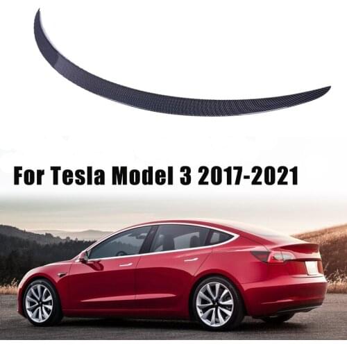 Car Rear Trunk Lid Spoiler Wing Winglet for Tesla Model 3 2017-2021 Carbon Fiber Black Rear Spoilers Trunk Deck Cover Trim
