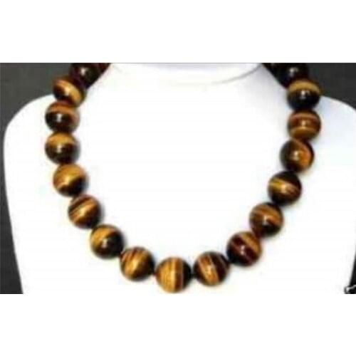 FREE SHIPPING Beautiful 10MM tigers-eye beads necklace 18"AA+D+S+A+D++1
