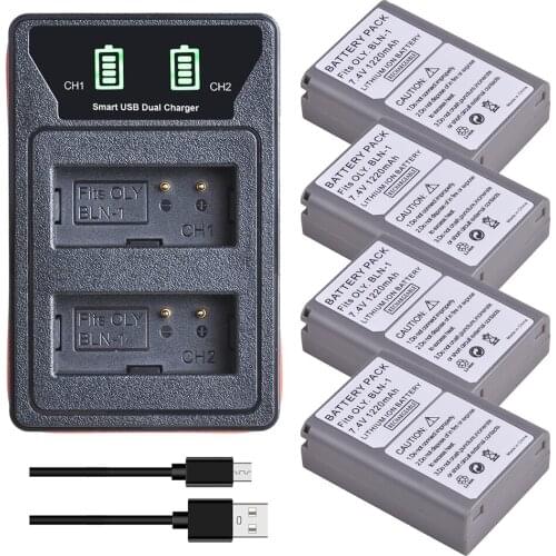 BLN-1 PS BLN1 PS-BLN1 Battery + TYPE-C Dual LCD USB Charger for Olympus OM-D E-M1, Olympus Pen F, OM-D E-M5, PEN E-P5, OM-D