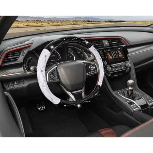 MUCHKEY Brand For Honda Civic 2020 Leather Car Steering Wheel Cover New Diamond Anti-Slip Auto Accessories Interior