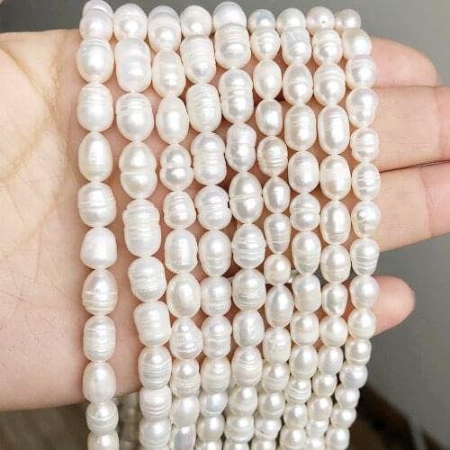 White Freshwater Pearl Beads High Quality Punch Loose Rice Shape Beads for Jewelry Making DIY Women Bracelet Necklace 15inch