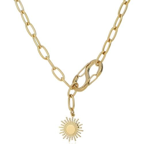 316L Stainless Steel Necklace Pendant Sun Flower Irregular Chic Metal Choker Girls Necklace Bijoux Femme Fashion Jewelry Gift