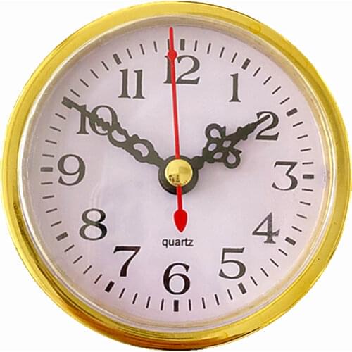 1 Piece 80mm Gold Rim Round Quartz Clock Insert Built In with Arabic Numerals for DIY Clock Accessories