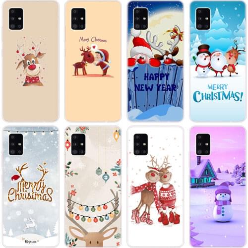 Cartoon Merry Christmas Case for Samsung Galaxy A40 A41 A42 A50 S A51 A52 A70 E A71 A72 A80 A82 A90 Quantum 2 Silicone Cover