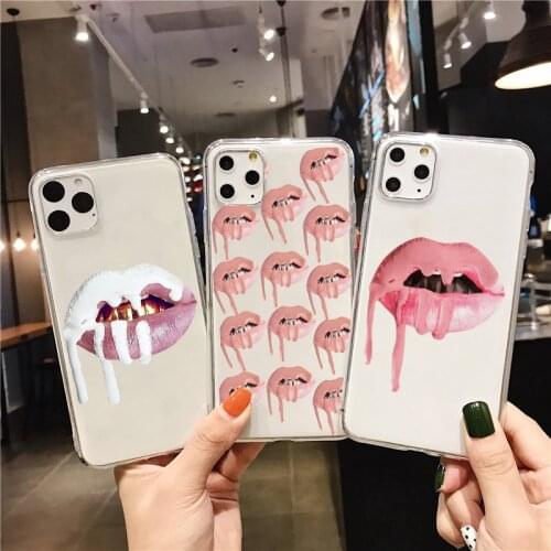 Sexy Vampire Red Lips Case For iPhone 11 12pro transparent Soft Silicone Phone Case for iPhone 12mini 11pro MAX SE XR 6 7 8 Plus