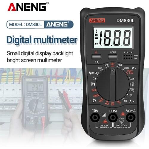 ANENG DM830L Digital Multimeter Meter Testers 1999 Count Electrical Transistor Capacitance DC/AC Multimetro With LCD Backlight