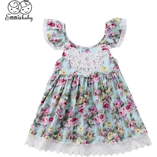 2020 Summer Kids Baby Flower Girls Dress Lace Floral Sleeveless Cute A-Line O-Neck Party Dresses