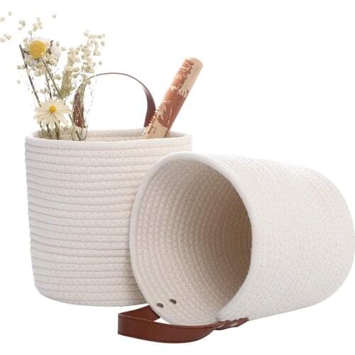 Basket Party Exquisite Cotton Rope Woven Hanging BasketCandy Storage Case Bag Linen Flower Basket Multi-purpose Woven Basket