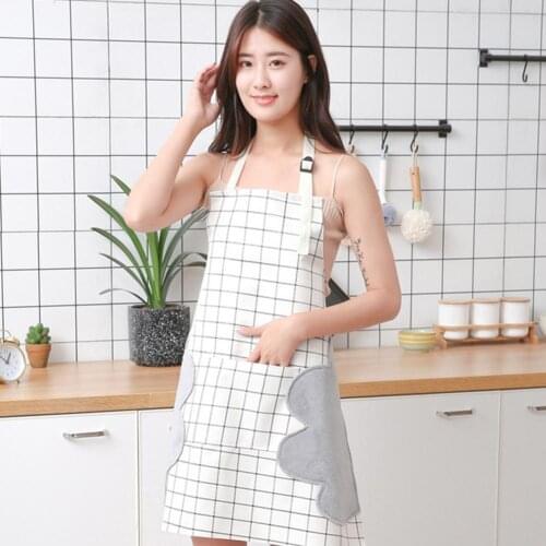 Wipeable Kitchen Apron Waterproof Oil-Proof Large Pocket Anti-scald Fleece Women Home Apron for Kitchen Cooking Cleaning