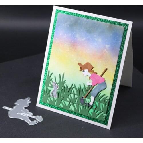 Metal Cutting Dies Women Farmer Weeding Scrapbooking Paper Craft Handmade Card Album Punch Stencils Dies
