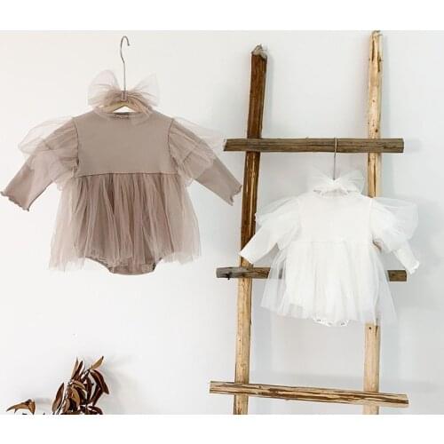 MILANCEL 2021 New Baby Bodysuits Mesh Skirt Style Toddler One Piece Girls Clothes