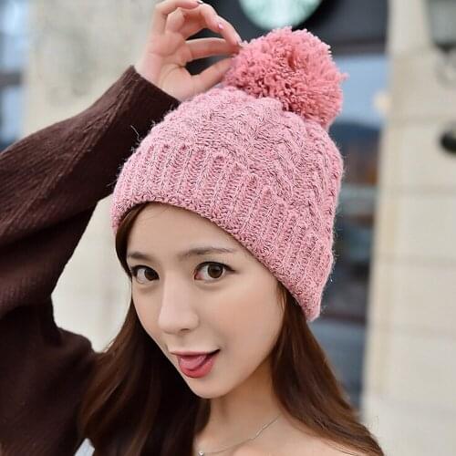 Fashion Women Girls Crochet Hat Winter Warm Knitting Wool Ball Ski Beanie Cap Snapback Ear Protection Hats