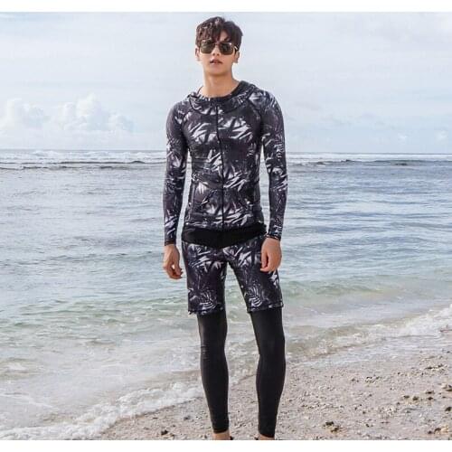 Men Water Sport Swimming Rash Guard Yoga Running Athletic Tracksuits Tight Fit SwimSuit 3 Piece Sun Protection Bathing BeachWear