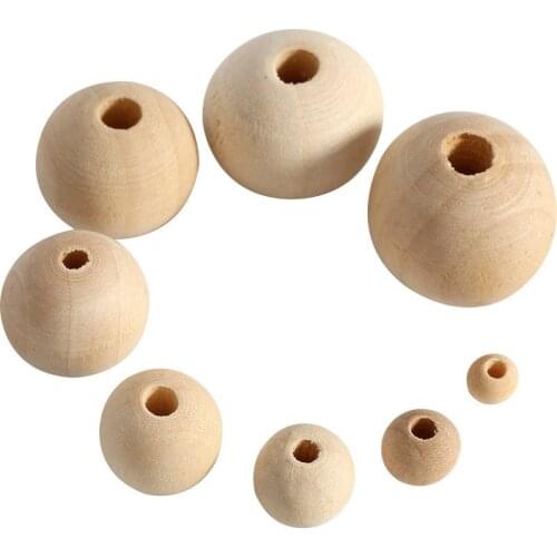 A Set of 4-50mm Natural Ball Wood Spacer Beads for Charm Bracelet Wholesale Baby Toy Wooden Bead