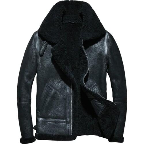 New Mens Brown Genuine Leather Jacket Thick Shearling Coat Men Short Winter Sheepskin Fur Coat Real Leather Plus Size 5XL