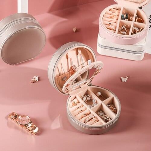 Jewelry Organize PU Leather Travel Organizer Traveling Jewelries Case Portable Necklace Earrings Rings Storage Box Jewelry