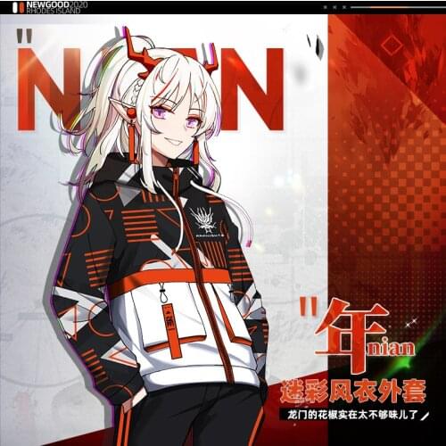 Game Arknights Nian Autumn Hooded Wind Dust Coat Hoodies Casual Windbreak Jacket Long Sleeve T-Shirt Tops Fashion Set Autumn