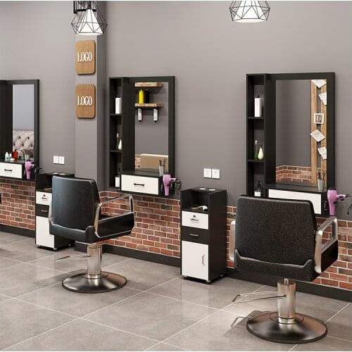 Hairdressing shop mirror hair salon mirror table cabinet table integrated wall-mounted mirror of barber shop hairdressing mirror