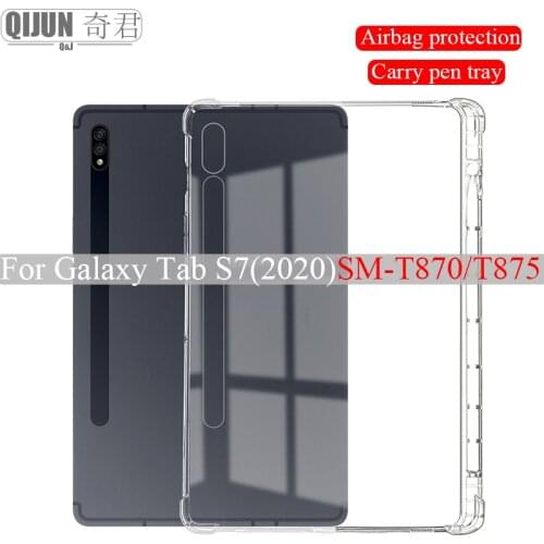 Tablet case for Samsung Galaxy Tab S7 2020 11.0" TPU Airbag cover Transparent protection Pen slot for capa card SM-T870 SM-T875