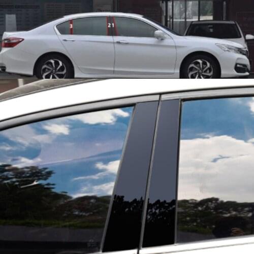 PC Mirror Car Window B Pillars Cover Trim Exterior Accessories For Honda Accord 2014 2015 2016 2017 Window Column Stickers