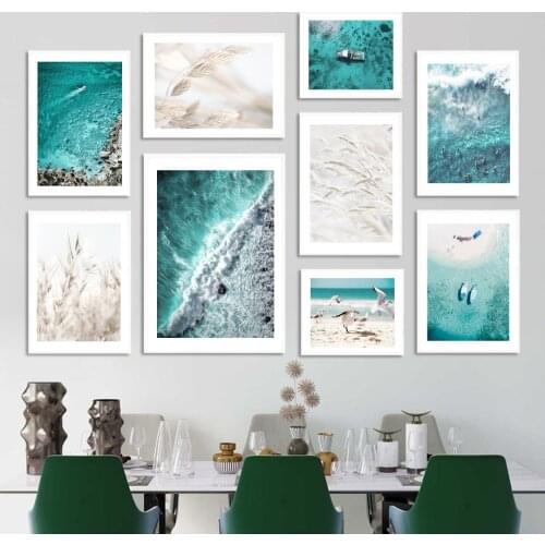 Beach Sea Waves Blue Ocean Pier Wall Art Canvas Painting Nordic Posters And Prints Seascape Wall Pictures For Living Room Decor