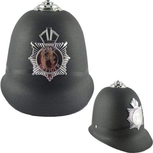 Halloween Cosplay Police Cap Plastic Cop Officer Hat Party Costumes Stage Performance British Bobby Hat Badge Caps Black Head De