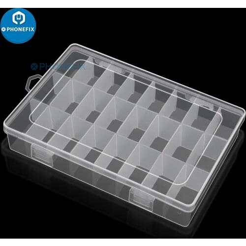 Adjustable 24 Grids Compartment PVC Storage Box Jewelry Earring Bead Screw Holder Case Display Motherboard Organizer Container