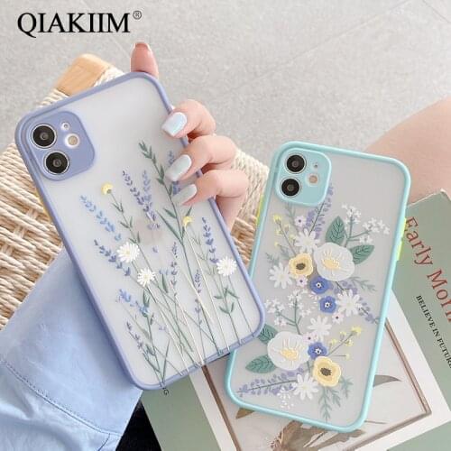 Luxury 3D Relief Flower Case For iPhone 12 Mini 11 Pro Max XS X XR 7 8 Plus SE 2020 Soft Bumper Transparent Matte PC Back Cover