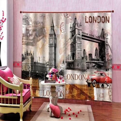3D curtains building custom British style curtains for living room bedroom home goods Window blackout 3D stereoscopic curtains