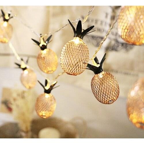 Fairy Led Retro Iron Pineapple String Light 1.5M 3M Battery EU 220V Novelty LED light Holiday Bedroom Wedding Party Warm Light