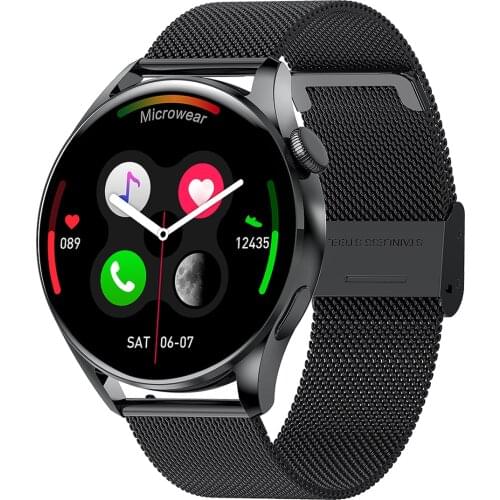 360*360 HD Full Touch Wireless Charging Smart Watch Men Rotatory Crown BT Calls Music Smartwatch IP68 Waterproof Fitness Watch