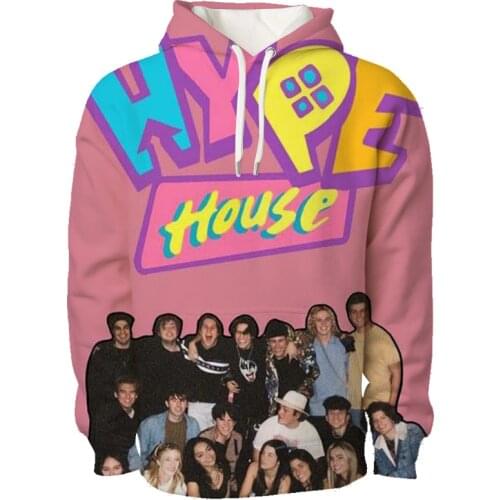 The Hype House 3D Printing Hoodies Sweatshirts Men Women Internet Celebrity The Hype House Cotton Long Sleeve Pullover Coat