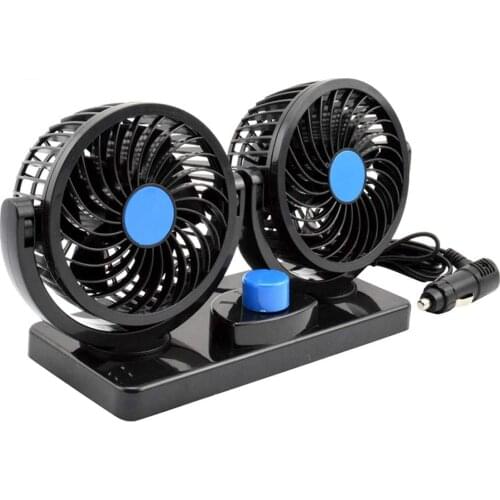 360 Rotatable Car Fan 12V Electric 2 Speed Dual Head Fans, Quiet Strong Dashboard Cooling Air Circulator Fan for Vehicles