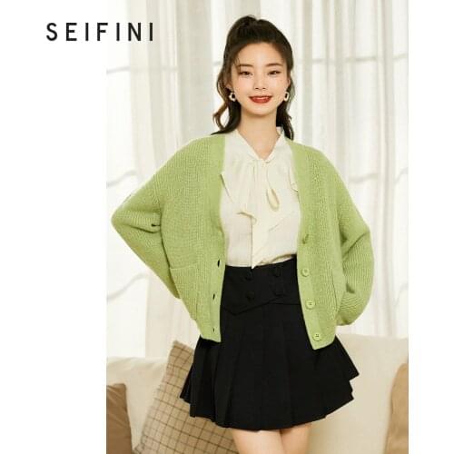 Knitted Cardigan Womens Clothes 2 New Early Autumn V-neck French Retro Short Mohair Coat Cardigan winter coat women