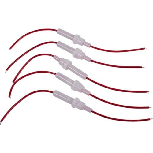 WSFS Hot Red Wire White Screw Type Cap Inline 6mm x 30mm Tube Fuse Holder 5Pcs