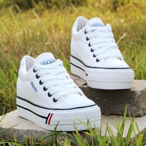 Women Hidden Heel Platform Wedge Canvas Shoes Outdoor Breathable Trainers Female Sneakers Woman Casual Shoes