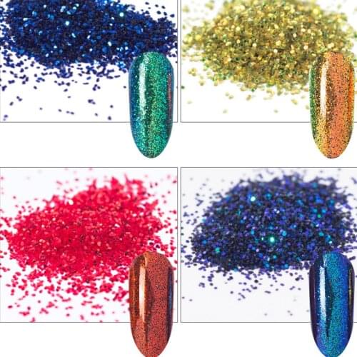 1/128 Nail Glitter Chameleon Powder 10g x 1Bag 6-Design Colorful 0.2mm Chameleon Powder DIY Nail Art Tip Chrome Chameleon Powder