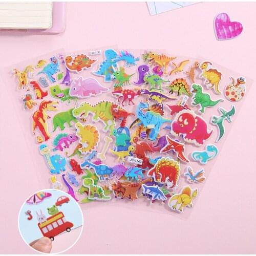 1pc Randomly 3D Colorful Waterproof Bubble Sticker Cartoon Animals Cars DIY Puffy Stickers For Children Home Decor Supplies