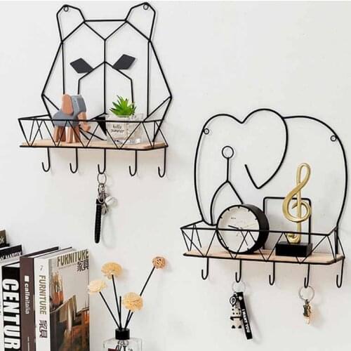 1pc Iron Frame Home Decor Creative Animal Shape Wall Hook Gold Black Rack Shelves Storage Racks Wall Decoration For Bathroom Liv