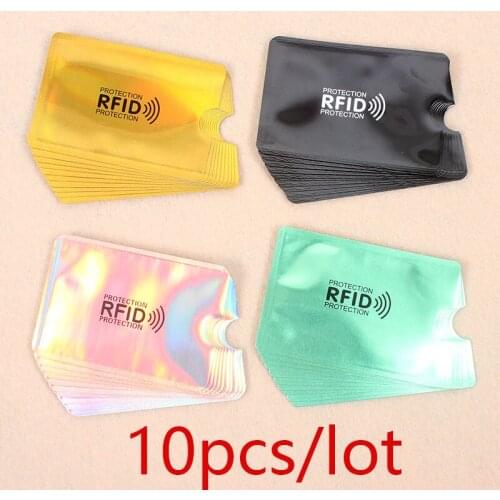 10Pcs / Lot Anti Rfid Wallet Blocking Reader Lock Bank Card Holder Bank Card Protection Metal Credit Card Holder Aluminium