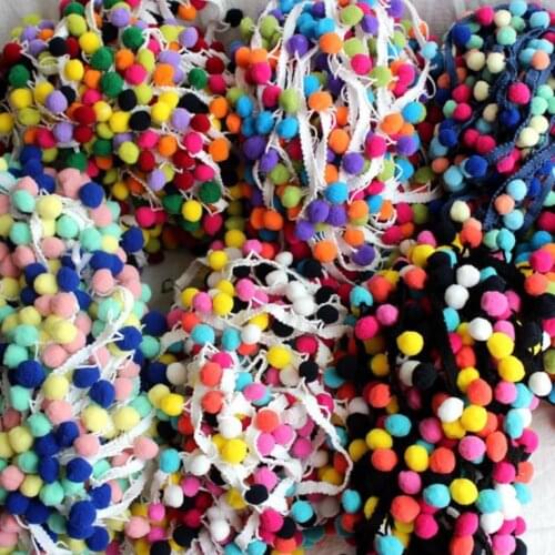 10Yard/Lot DIY Scarf Decorative Hair Ball Lace Trim Ribbon Fringe Clothes Skirt Curtain Pompon Lace Tassel Sew Accessories