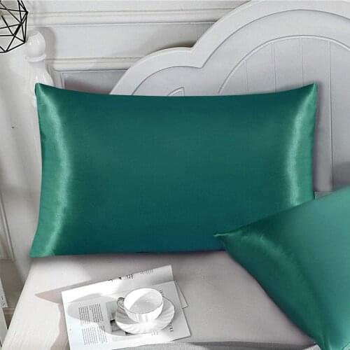 2PCS Summer Satin Envelope Pillowcases Plain Colour Soft Pillow Sham Standard Queen King Size Multicolor Pillow Cover