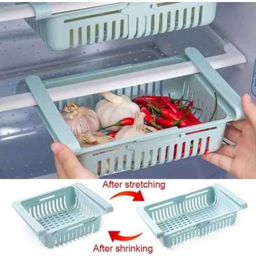 2Pcs Refrigerator Organizer Drawer Kitchen Fruit Vegetable Firdget Organizer Drawer Plastic Fridge Storage Baskets Organizador