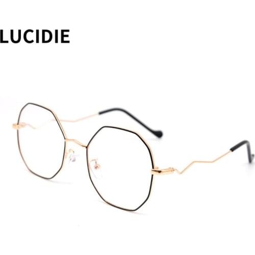 LUCIDIE 2021 Fashion Women Men Metal Square Clear Lens Glasses Frame Optical Eyeglasses Prescription Men Women Reading Eyewear