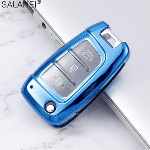 3 Buttons Soft TPU Car Folding Key Case Cover Holder For Hyundai Elantra Solaris 2017 Santa Fe Verna Tucson i35 i40 Genesis F
