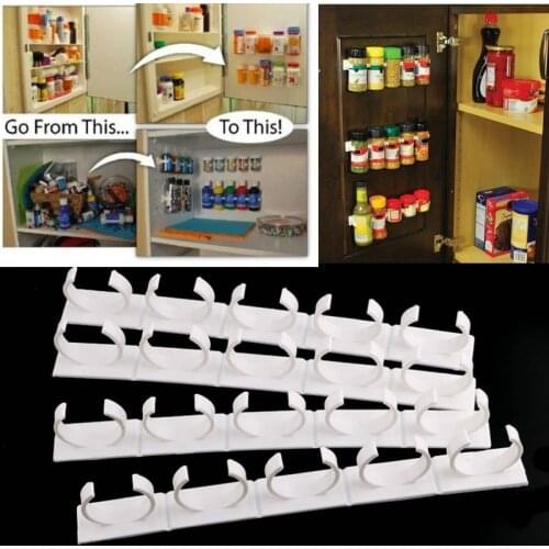 Seasoning Bottle Storage Rack Kitchen Gadget 20 Cabinet Rack Gripper Clips Organizer Spice Clip Strips Spice Store Door 4pcs